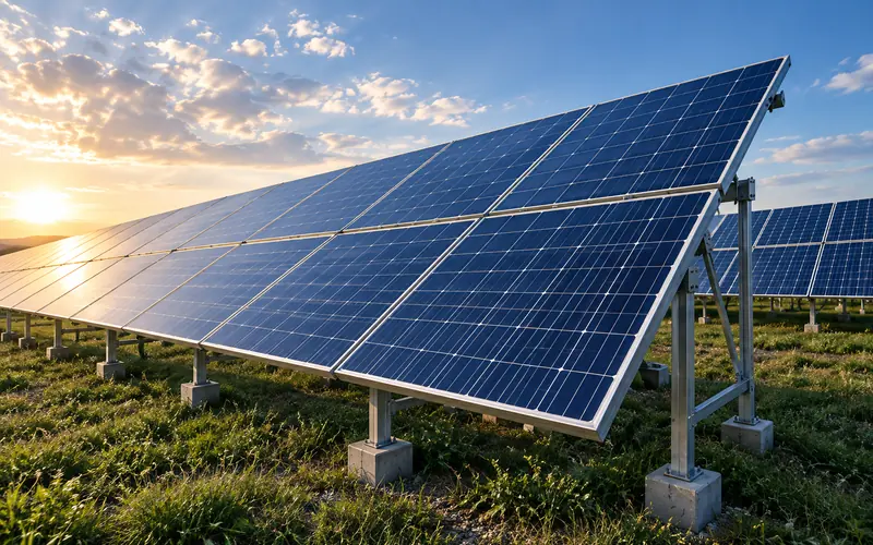 Solar array with aluminium mounting system, application illustration